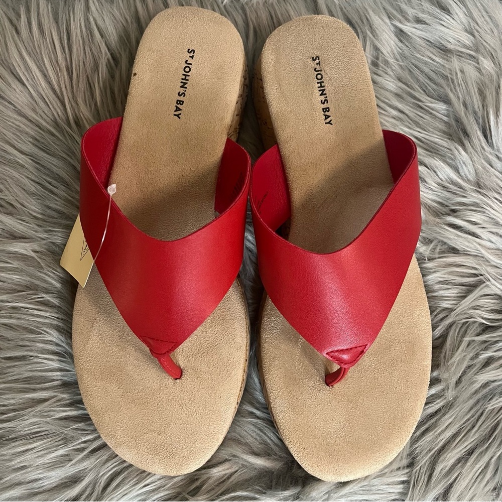 St. John's Bay Red Wide V-strap Thong Sandals
